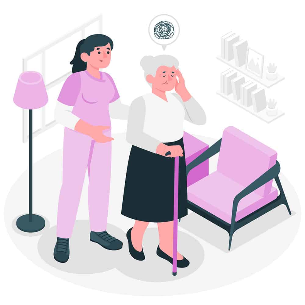 Illustration for Alzheimer's Disease Nurse Helping Older Lady